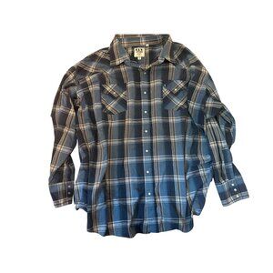 Ely Cattleman Men's Big 4X Plaid Western Shirt Pearl Snap Country Western